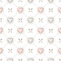 Seamless background with hearts and arrows