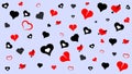 Seamless background with hearts. Design elements for Valentine\'s Day from red and black hearts. Royalty Free Stock Photo