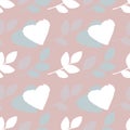Seamless background with hearts and natural motifs