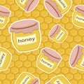 Seamless background with honey pots