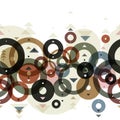 Seamless background with horizontal repeating circles and arrows