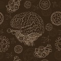 04_Seamless background with human brain and mechanical parts Royalty Free Stock Photo