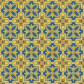 Seamless background image of golden yellow square cross flower line Royalty Free Stock Photo