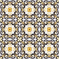 Seamless background image of vintage spiral round curve square flower kaleidoscope pattern. Royalty Free Stock Photo