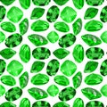 Seamless background from isolated emerald gems