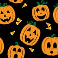 Seamless Background of Jack O'lanterns and Candy Corn