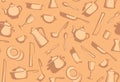 Seamless background of kitchen ware Royalty Free Stock Photo