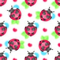 Seamless background with ladybug. Simple pattern. Vector Royalty Free Stock Photo