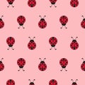 Seamless background with ladybug. Simple pattern. Vector illustration Royalty Free Stock Photo