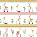 Seamless background with lama and Aztec pattern