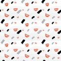 Seamless background with lips and element