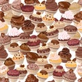 Seamless background made of cakes