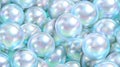 The seamless background is made of white pearls on a light blue background