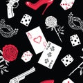 Seamless background with mafia romantic objects