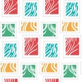 Seamless background for mailing lists with bright abstractions. Vector seamless pattern with postage stamps of square