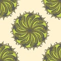 Seamless background, mandala of green color. Cartoon vector Royalty Free Stock Photo