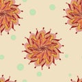 Seamless background, mandala of orange color. Cartoon vector Royalty Free Stock Photo