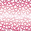 Seamless background of many contours of red and pink hearts creating a openwork pattern. Royalty Free Stock Photo