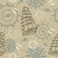 Seamless background with marine symbols