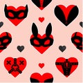 Seamless background: masked heart, adult role-playing games.