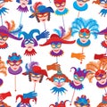 Seamless background of masquerade masks