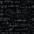 Seamless background with math formulas and graphics on black Royalty Free Stock Photo