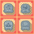 Seamless background with Maya calendar named days and associated glyphs Royalty Free Stock Photo