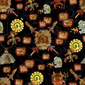 Seamless background with mayan culture symbols