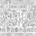Seamless background with mayan patterns and symbols on white