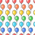 Seamless background with multicolored balloons in children`s flat style Royalty Free Stock Photo