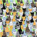 Seamless background with multicolored cats
