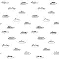 Seamless background of oceanic passenger ships. Seamless pattern of ocean yachts and cruise liner. Passenger ship side view