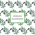 Seamless background Olive branch with fruits