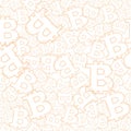Seamless background with oranga symbols bitcoins. vector pattern