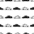 Seamless background of outlines abstract cars