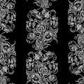 Seamless background of outlines of stylized flowers bunches