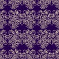 Seamless pattern of outlines of stylized flowers bunches