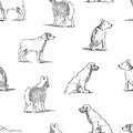 Seamless background of outlines various guard dogs Royalty Free Stock Photo