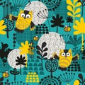 Seamless background with owls.