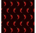 Seamless background painting red hot chili peppers on black