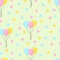 Seamless background with party balloons of different colors ideal for baby shower.Air balloons vector seamless pattern Royalty Free Stock Photo