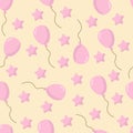 Seamless background with party balloons of different colors ideal for baby shower.Air balloons vector seamless pattern Royalty Free Stock Photo