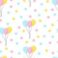 Seamless background with party balloons of different colors ideal for baby shower.Air balloons vector seamless pattern Royalty Free Stock Photo