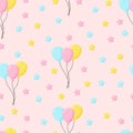 Seamless background with party balloons of different colors ideal for baby shower.Air balloons vector seamless pattern Royalty Free Stock Photo