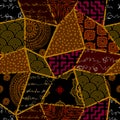 Vector ethnic tribal pattern. Seamless tribal patchwork pattern