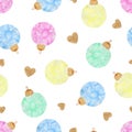 Watercolor background pattern with Christmas balls Royalty Free Stock Photo