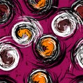 Seamless background pattern, with swirls, lines, paint strokes and splashes, retro/vintage style, grungy Royalty Free Stock Photo