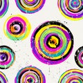 Seamless pattern background, retro/vintage style, with circles, paint strokes and splashes Royalty Free Stock Photo