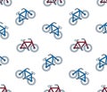 Seamless background pattern of colored bicycles