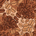 A Seamless Background Pattern of Dark, Richly Roasted Coffee Beans, vector design Generative AI Royalty Free Stock Photo